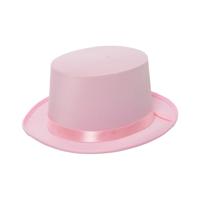 Verkleed hoed - licht roze - volwassenen - carnaval - kleuren thema - feestkleding accessoires