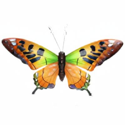 Pro Garden Wanddecoratie vlinder - oranje - 49 x 34 cm - metaal - muurdecoratie / schutting / tuin