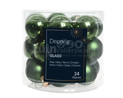 Kerstballen Glas Ø2,5cm Dennengroen 24st