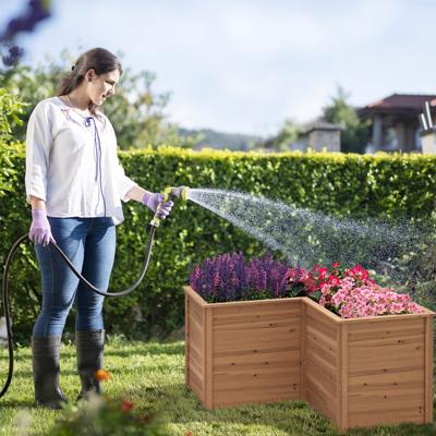 Vierkante Moestuinbak van Dennenhout met Open L-Vormige Basis Verhoogde Plantenbak voor Groenten en Fruit voor Tuin 120x120x63cm