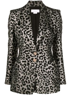 Genny blazer boutonné à motif léopard en jacquard - Argent