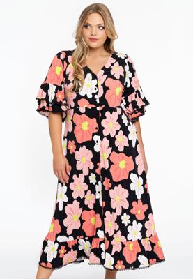 Yoek Jurk met knopen HIBISCUS | Zwart | Maat 46/48
