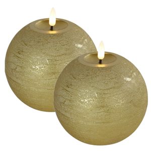 Countryfield LED kaarsen/bolkaarsen- 2x - goud - B12 x H12,5 cm - Lyon - warm wit