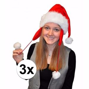 3x Kerstmuts pluche met oorflappen voor volwassenen