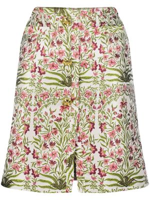 Giambattista Valli minijupe à fleurs en jacquard - Blanc