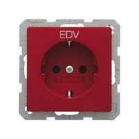 Berker Q.1 stopcontact met randaarde en opdruk 'EDV' in wit enkel rood