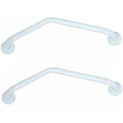 Badkamer/douche wand hoekbeugel handgreep - 2x - rvs metaal - wit - 54 cm