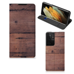 Samsung Galaxy S21 Ultra Book Wallet Case Old Wood