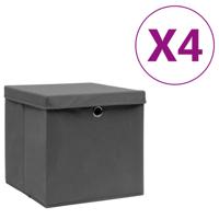 VidaXL Opbergboxen met deksel 4 st 28x28x28 cm zwart - thumbnail