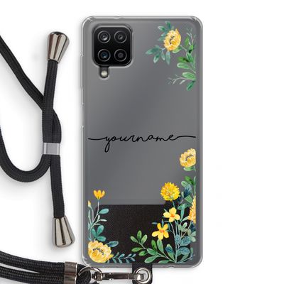 Gele bloemen: Samsung Galaxy A12 Transparant Hoesje met koord