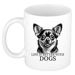 Cadeau mok voor honden liefhebbers - Chihuahua - wit - keramiek - 300 ml