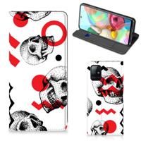 Mobiel BookCase Samsung Galaxy A71 Skull Red