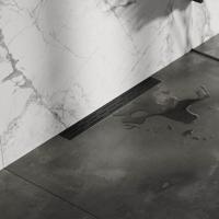 Brauer Douchegoot met Standaard Rooster en Flens Voor Wandmontage - 50 cm - Zwart