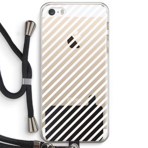 Strepen zwart-wit: iPhone 5 / 5S / SE Transparant Hoesje met koord