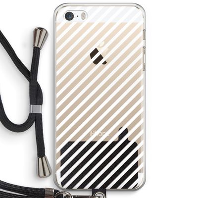 Strepen zwart-wit: iPhone 5 / 5S / SE Transparant Hoesje met koord