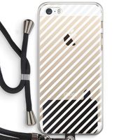 Strepen zwart-wit: iPhone 5 / 5S / SE Transparant Hoesje met koord
