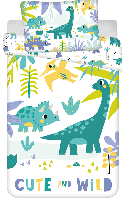 Dino "Cute and wild" baby  Peuterdekbedovertrek - 100 x 135 cm - Katoen - thumbnail