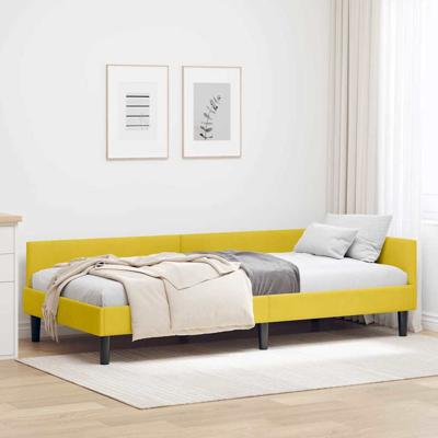 Hoekbedframe Geel 90 x 200 cm Velvet en Engineered hout