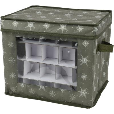 Kerstballen opbergbox - groen - 41 x 31 x 32 cm - polyester - opbergdoos kerstdecoratie