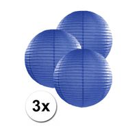 3 bolvormige lampionnen donker blauw 25 cm - thumbnail