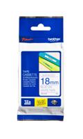 Brother Gloss Laminated Labelling Tape - 18mm, Blue/White labelprinter-tape TZ
