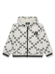 Karl Lagerfeld Kids hoodie zippé à motif monogrammé - Blanc