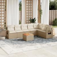 8-delige Loungeset met kussens poly rattan beige