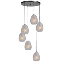 Masterlight Zwarte hanglampPineapple 6-lichts met helderglas - 2292-05-00-50-6