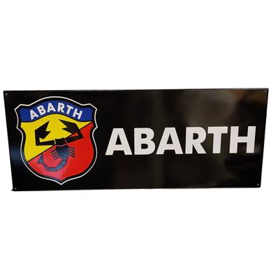 Abarth Logo Zwart Emaille Bord - 90 x 35cm