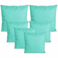 Bank/tuin kussens set - binnen/buiten - 4x stuks - turquoise blauw - In 2 formaten - thumbnail