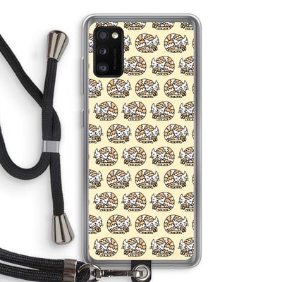 Slapende poes: Samsung Galaxy A41 Transparant Hoesje met koord