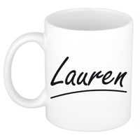 Naam cadeau mok / beker Lauren met sierlijke letters 300 ml