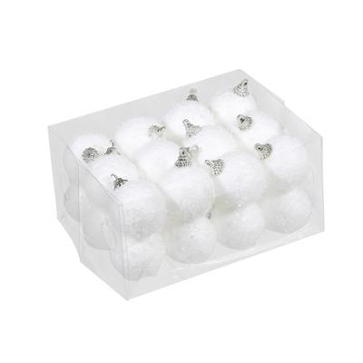 Othmar Decorations Kerstballen - klein formaat - 24x stuks - wit - D4 cm - sneeuw effect - kunststof