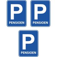 Pensioen parkeerbord - 3x - feestartikelen - pensioen - versieringen - deurbord - feestgelegenheid