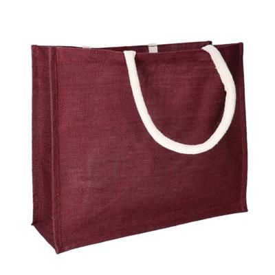 Jute bordeaux rode shopper/boodschappen tas 42 cm