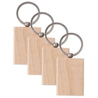 Sleutelhanger huis hotel en B&B kamer - 8x - hout - rechthoek - met metalen ring - 6 cm Sleutelhanger huis hotel en B&B kamer - 8x - hout - rechthoek - met metalen ring - 6 cm