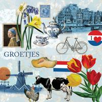 Tafel diner servetten - Nederland/Holland thema - 20x stuks - 33 x 33 cm - thumbnail