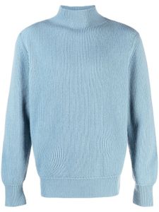 TOM FORD pull en maille nervurée à col montant - Bleu