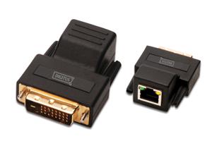 Digitus DS-54101 tussenstuk voor kabels RJ-45 F DVI-D M Zwart