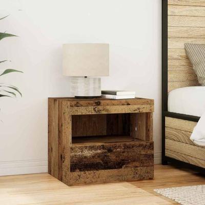 Nachtkastje met lade Oud hout 50 x 40 x 45 cm Bewerkt hout