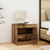 Nachtkastje met lade Oud hout 50 x 40 x 45 cm Bewerkt hout