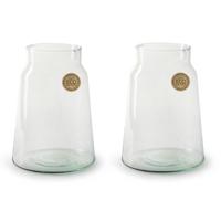 Set van 2x stuks bloemenvazen - Eco glas transparant - H25 x D14.5 cm