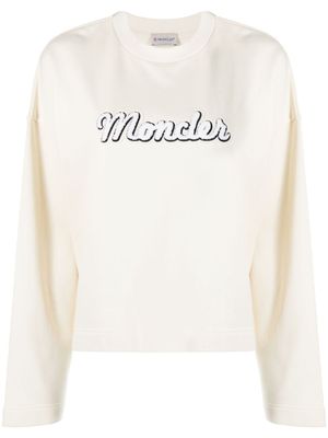 Moncler sweat en coton à logo brodé - Tons neutres