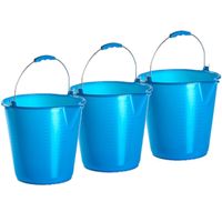 5x stuks kunststof emmers met schenktuit blauw 12 liter