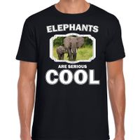 T-shirt elephants are serious cool zwart heren - olifanten/ olifant met kalf shirt 2XL  -