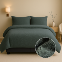 Dekbedovertrek Summer Teddy Groen Effen 140x200 Cm Fresh And Co - Dekbed-Discounter.nl
