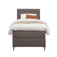 Leen Bakker - Boxspring Liv Geblokt - Donker - 90x200 Cm - Slanke Poot - Stof - Bruin