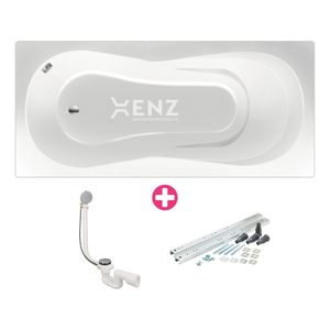 Ligbad Xenz Curacao | Inbouw | 175x80 cm | Incl.Badafvoer | Met overloop | Acryl | Glans wit