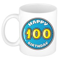 Verjaardag cadeau mok - 100 jaar - blauw - 300 ml - keramiek