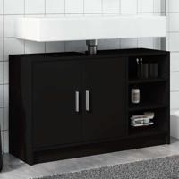 Wastafelkast 90x29x55 cm bewerkt hout zwart